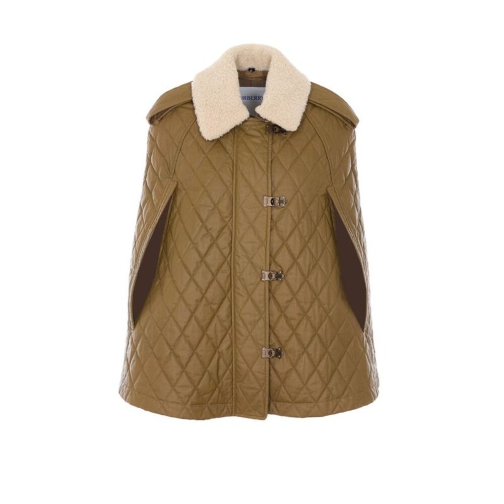 Burberry Women Heath Quilted Cape With Shearling Neck